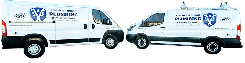 Fischer & Boone Plumbing Trucks - Servicing Fort Worth and All of Tarrant County